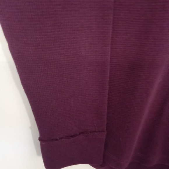 Kismet Burgundy  Long Sleeve Thermal V Neck Tee Shirt - Picture 9 of 12